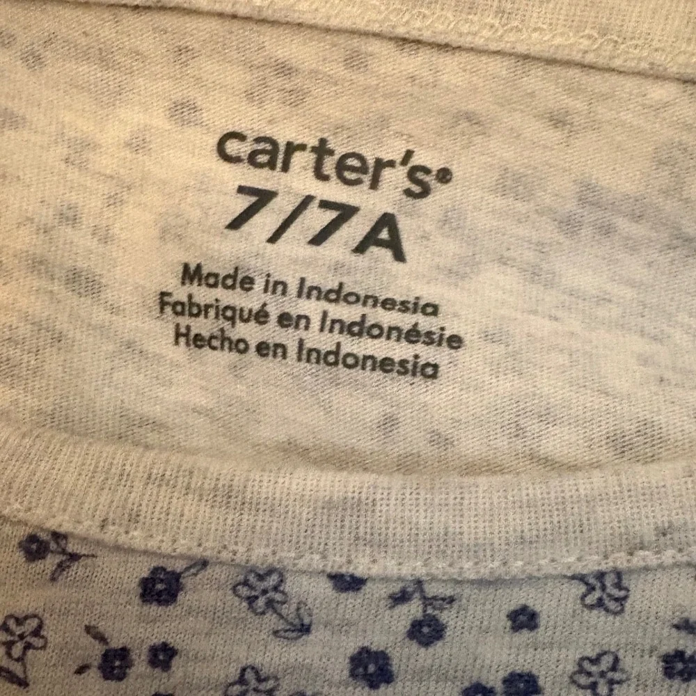Carters Girls 7 2-Piece Set Floral Long Sleeve Top and Green Ribbed Jumper Dress